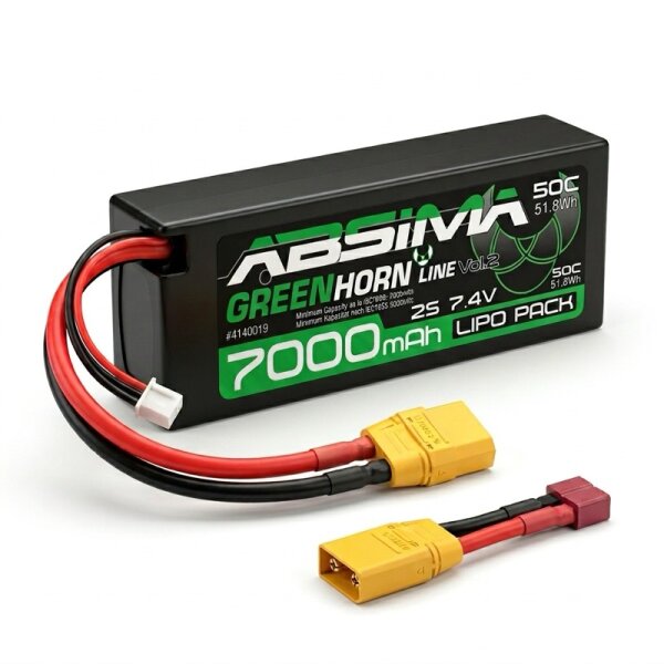 Greenhorn LiPo 2S/7,4V 50C 7000 HC (XT90/T-Plug)