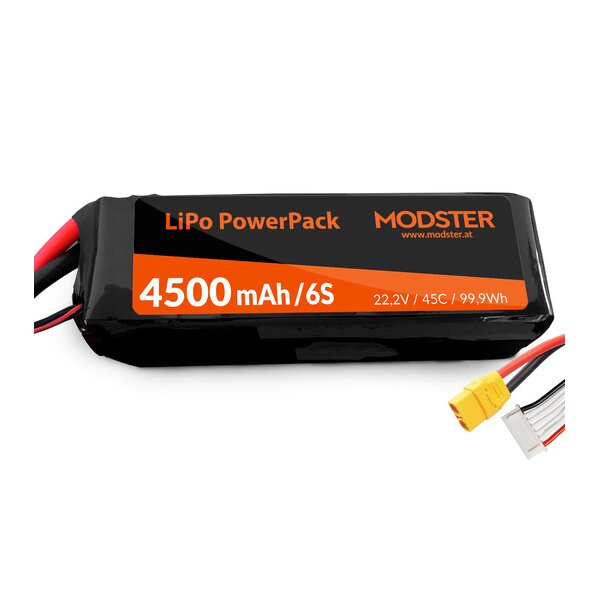 LiPo Akku 6S 22,2V 4500 mAh 45C  (XT90) PowerPack