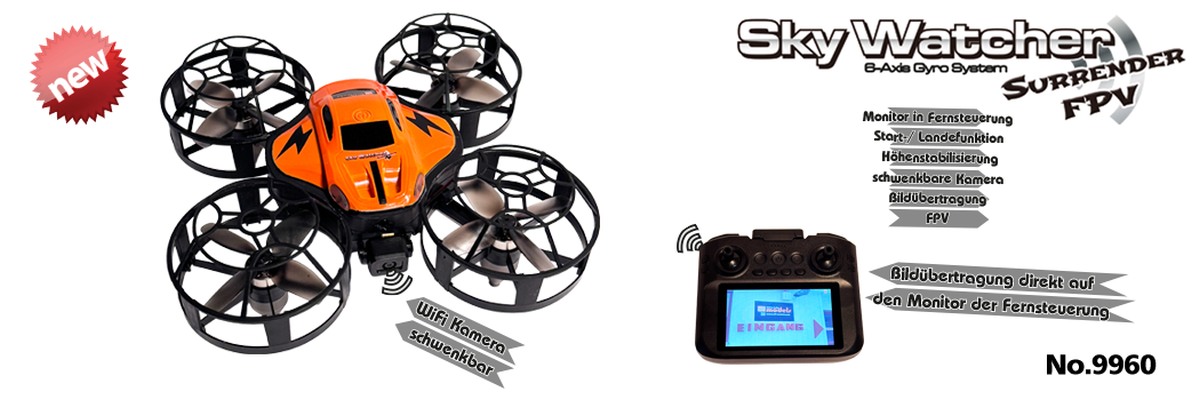 SkyWatcher Surrender FPV Drohne mit Monitor